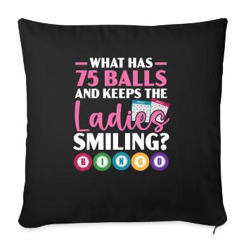 Qu’est-ce qui a 75 balles et garde les dames souriantes - Housse de coussin décorative 45 x 45 cm - noir - Devant