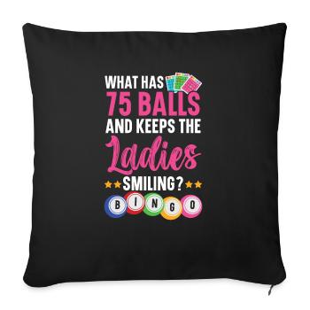 Qu’est-ce qui a 75 balles et garde les dames souriantes - Housse de coussin décorative 45 x 45 cm - noir - Devant