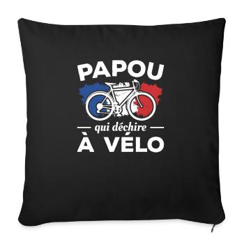 Papou Qui Déchire À Vélo Cyclisme Cycliste - Sofakissenbezug 45 x 45 cm - Schwarz - Vorne