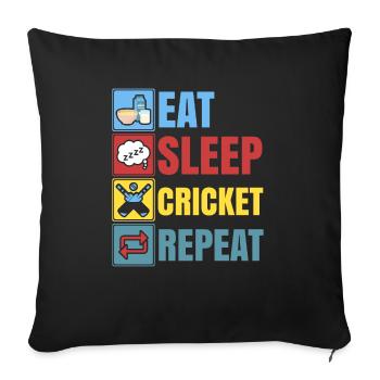 Eat Sleep Cricket Repeat Cricket Player Cricketer - Sofa pillowcase 17,3'' x 17,3'' (45 x 45 cm) - black - Front
