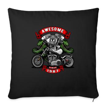 Awesome since 1987, biker's birthday - Sofa pillowcase 17,3'' x 17,3'' (45 x 45 cm) - black - Front