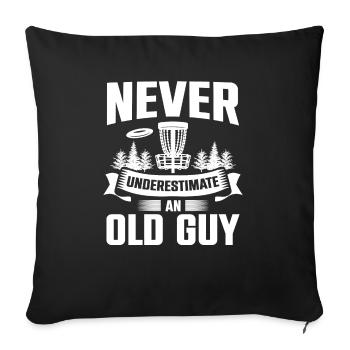 Never Underestimate An Old Guy Disc Golf Course - Sofa pillowcase 17,3'' x 17,3'' (45 x 45 cm) - black - Front