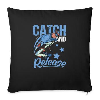 Catch And Release Shirt Angler Gift - Sofa pillowcase 17,3'' x 17,3'' (45 x 45 cm) - black - Front