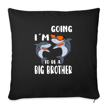 Gonna Be A Big Brother Dino Birth AnnouncementBaby - Sofakissenbezug 45 x 45 cm - Schwarz - Vorne