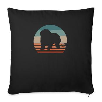 Vintage Retro Old English Sheepdog Dog Lover - Housse de coussin décorative 45 x 45 cm - noir - Devant