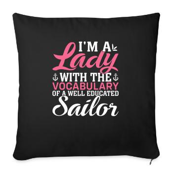 Yacht sail that says funny sailboat - Sofa pillowcase 17,3'' x 17,3'' (45 x 45 cm) - black - Front