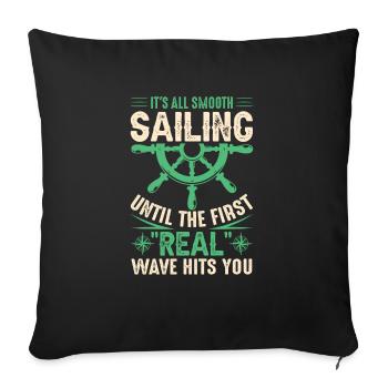 Voile de yacht qui dit drôle de voilier - Housse de coussin décorative 45 x 45 cm - noir - Devant