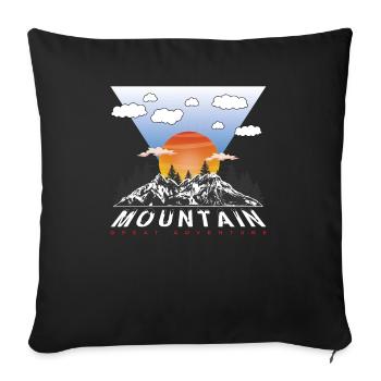 Mountain great adventure - Wander Hiking Design - Sofa pillowcase 17,3'' x 17,3'' (45 x 45 cm) - black - Front