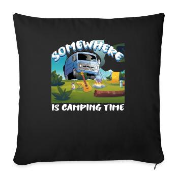 Somewhere is camping time - Sofakissenbezug 45 x 45 cm - Schwarz - Vorne