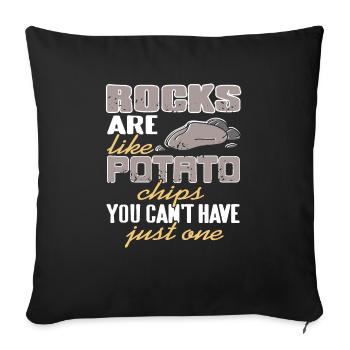 Rocks Are Like Potato Chips Retro Funny Collector - Sofa pillowcase 17,3'' x 17,3'' (45 x 45 cm) - black - Front