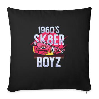 Skateboard Retro 60s Board Wheels Surf - Sofa pillowcase 17,3'' x 17,3'' (45 x 45 cm) - black - Front