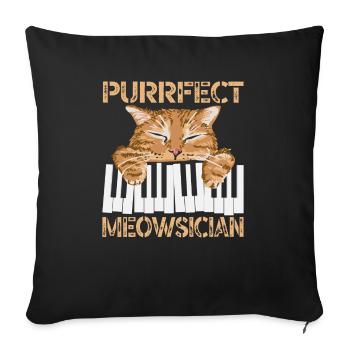 Purrfect Musician Pianist Piano Cat Musical Music - Sofa pillowcase 17,3'' x 17,3'' (45 x 45 cm) - black - Front