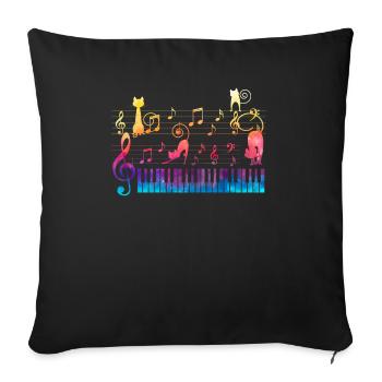Piano Cat Musician Musical Instrument Pianist - Sofa pillowcase 17,3'' x 17,3'' (45 x 45 cm) - black - Front
