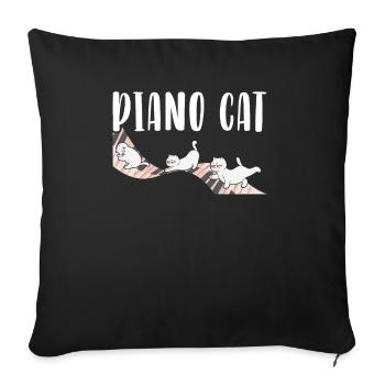 Piano Cat Musician Musical Instrument Pianist - Sofa pillowcase 17,3'' x 17,3'' (45 x 45 cm) - black - Front