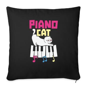 Piano Cat Musician Musical Instrument Pianist - Sofa pillowcase 17,3'' x 17,3'' (45 x 45 cm) - black - Front