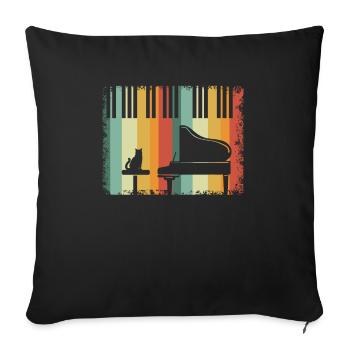 Piano Cat Musician Musical Instrument Pianist - Sofa pillowcase 17,3'' x 17,3'' (45 x 45 cm) - black - Front