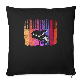 Piano Cat Musician Musical Instrument Pianist - Sofa pillowcase 17,3'' x 17,3'' (45 x 45 cm) - black - Front
