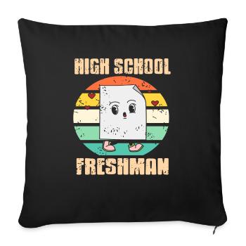 High School Freshman Retro Vintage Freshman - Sofa pillowcase 17,3'' x 17,3'' (45 x 45 cm) - black - Front
