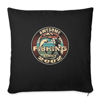 Awesome since 2002. Angel, Angler's birthday - Sofa pillowcase 17,3'' x 17,3'' (45 x 45 cm) - black - Front