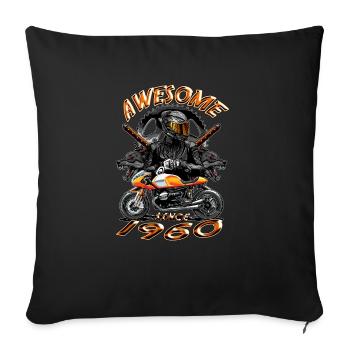 Awesome since 1960, biker's birthday - Sofa pillowcase 17,3'' x 17,3'' (45 x 45 cm) - black - Front