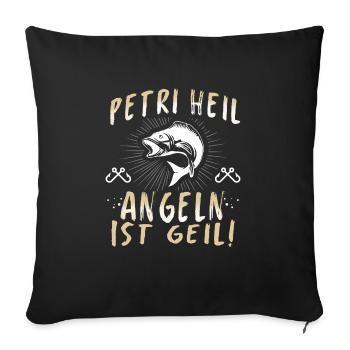 Angeln Fishing Fisher Angelrute Karpfen Rute Fisch - Sofakissenbezug 45 x 45 cm - Schwarz - Vorne
