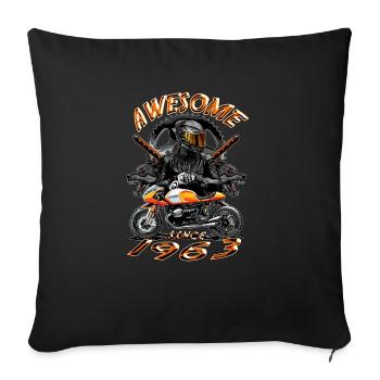 Génial depuis 1963, anniversaire du motard - Housse de coussin décorative 45 x 45 cm - noir - Devant