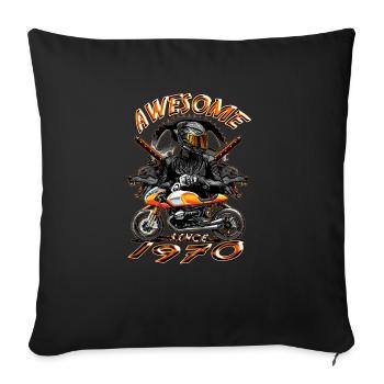 Génial depuis 1970, anniversaire du motard - Housse de coussin décorative 45 x 45 cm - noir - Devant