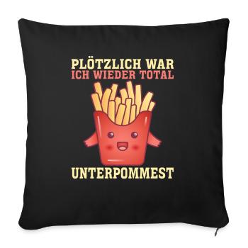 Pommes Frites Pommes Fast Food Ketchup Mayo - Sofakissenbezug 45 x 45 cm - Schwarz - Vorne