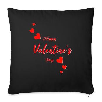 Valentine Happy Valentine - Sofakissenbezug 45 x 45 cm - Schwarz - Vorne