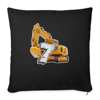 I am 7 excavators 7th birthday 7 year construction worker - Sofa pillowcase 17,3'' x 17,3'' (45 x 45 cm) - black - Front