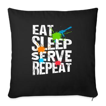 EAT Sleep Serve Repeat Retro Navy Seals Army - Sofa pillowcase 17,3'' x 17,3'' (45 x 45 cm) - black - Front