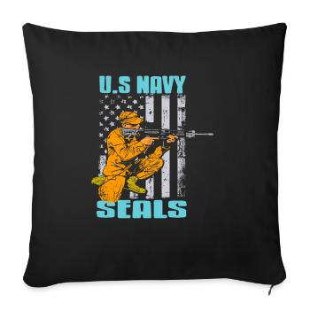 U.S NAVY Seals Retro Awesome Navy Soldier T-Shirt - Sofakissenbezug 45 x 45 cm - Schwarz - Vorne