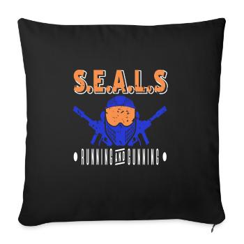 S.E.A.L.S Running & Gunning Retro NAVY Designs - Sofakissenbezug 45 x 45 cm - Schwarz - Vorne