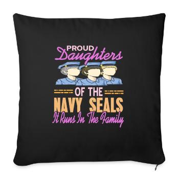 Fiers fils des Navy Seals qu’il gère en famille - Housse de coussin décorative 45 x 45 cm - noir - Devant