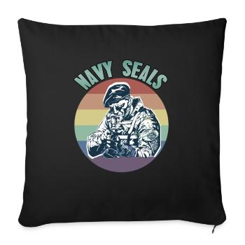 NAVY Seals Retro Proud Navy Army Designs - Sofakissenbezug 45 x 45 cm - Schwarz - Vorne