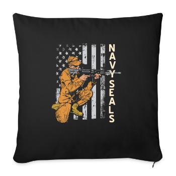 NAVY SEALS Cool Retro U.S.A NAVY Patriotic - Sofakissenbezug 45 x 45 cm - Schwarz - Vorne