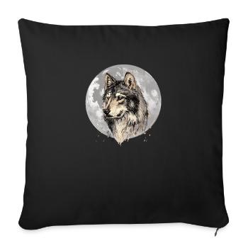 Wolf Squad A wolf goes back and howls the moon - Sofa pillowcase 17,3'' x 17,3'' (45 x 45 cm) - black - Front
