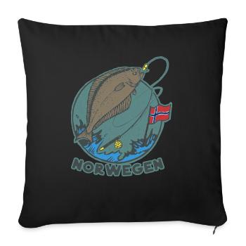 Angeln Norwegen Heilbutt Skandinavien - Sofakissenbezug 45 x 45 cm - Schwarz - Vorne