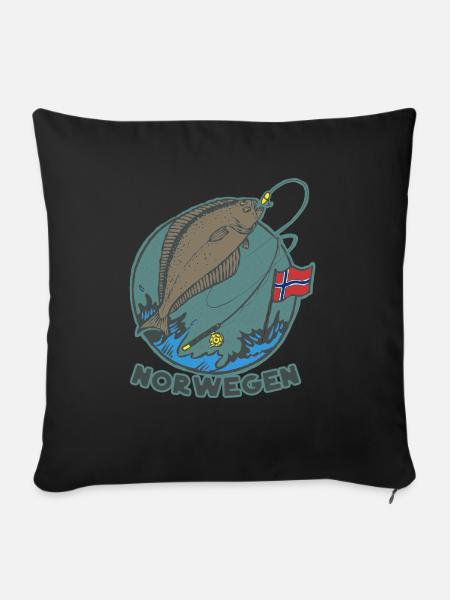 Angeln Norwegen Heilbutt Skandinavien - Sofakissenbezug 45 x 45 cm - Schwarz