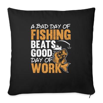 Pêcheur Pêche Pêcheur Poisson Pêcheur Poisson Pêcheur - Housse de coussin décorative 45 x 45 cm - noir - Devant