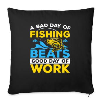 Pêcheur Pêche Pêcheur Poisson Pêcheur Poisson Pêcheur - Housse de coussin décorative 45 x 45 cm - noir - Devant