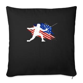 Fencer American Flag T-Shirt I Proud - Sofa pillowcase 17,3'' x 17,3'' (45 x 45 cm) - black - Front