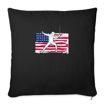 Fechten Amerikanische Flagge Fechter USA Florett - Sofakissenbezug 45 x 45 cm - Schwarz - Vorne