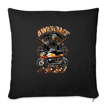 Awesome since 1981, Biker Geburtstag - Sofakissenbezug 45 x 45 cm - Schwarz - Vorne