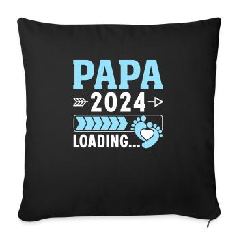 Schwangerschaft Werdende Eltern Geschenk Papa 2024 - Sofakissenbezug 45 x 45 cm - Schwarz - Vorne
