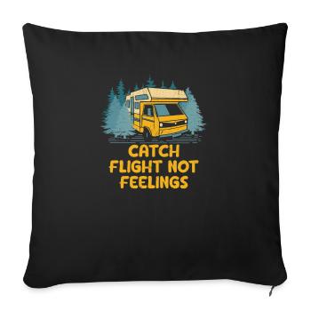 Flight Not Feelings Funny Trip Humor Travel - Sofa pillowcase 17,3'' x 17,3'' (45 x 45 cm) - black - Front