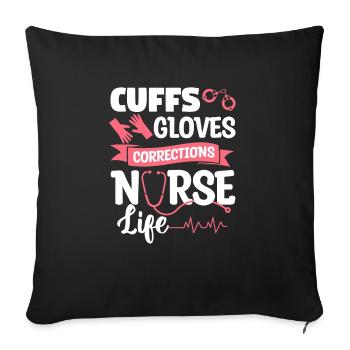 Poignets Gants Correction Infirmière Vie infirmière - Housse de coussin décorative 45 x 45 cm - noir - Devant