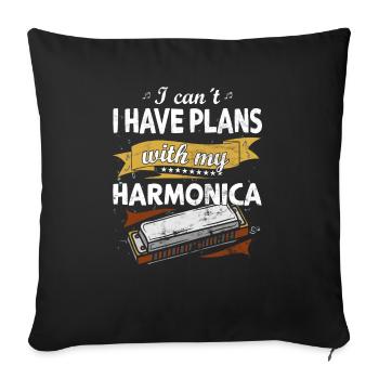 Drôle d’instrument d’harmonica vintage - Housse de coussin décorative 45 x 45 cm - noir - Devant