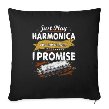 Drôle d’instrument d’harmonica vintage - Housse de coussin décorative 45 x 45 cm - noir - Devant