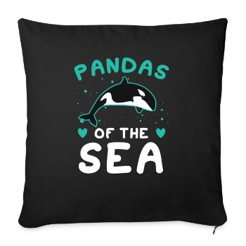Pandas de la mer Orque Whale Biologiste marin - Housse de coussin décorative 45 x 45 cm - noir - Devant